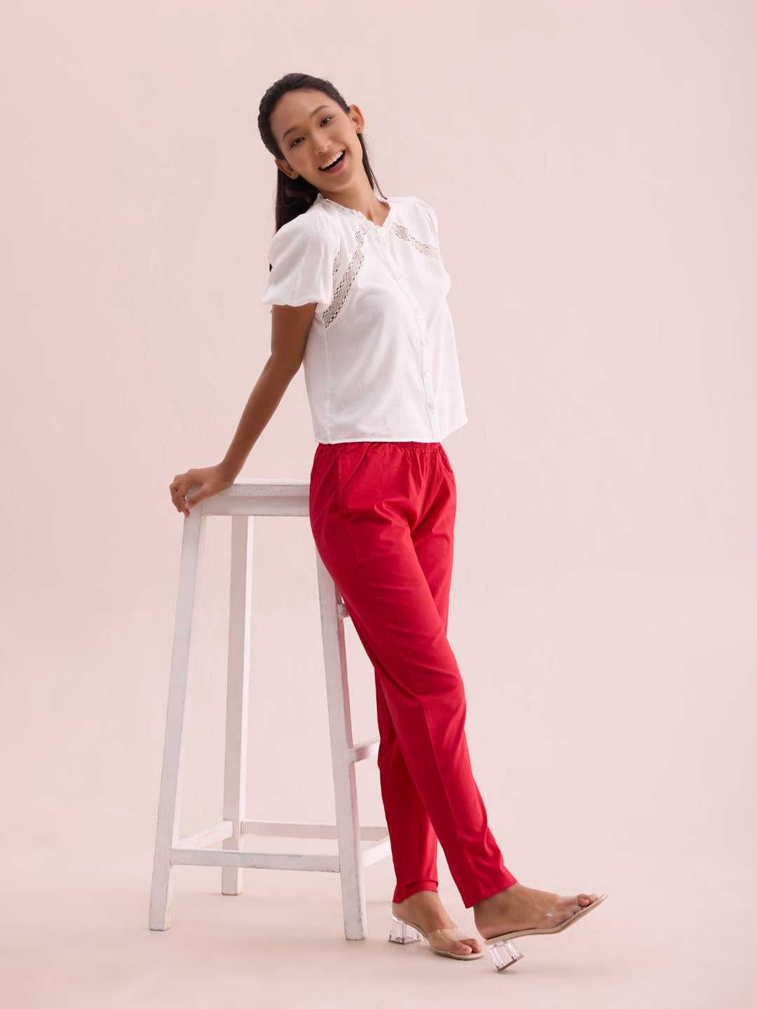 Cherry Cotton Cambric Cotton Pants