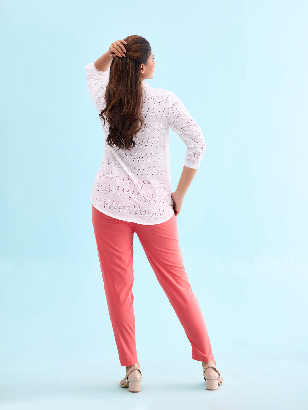 Coral Cotton Cambric Cotton Pants