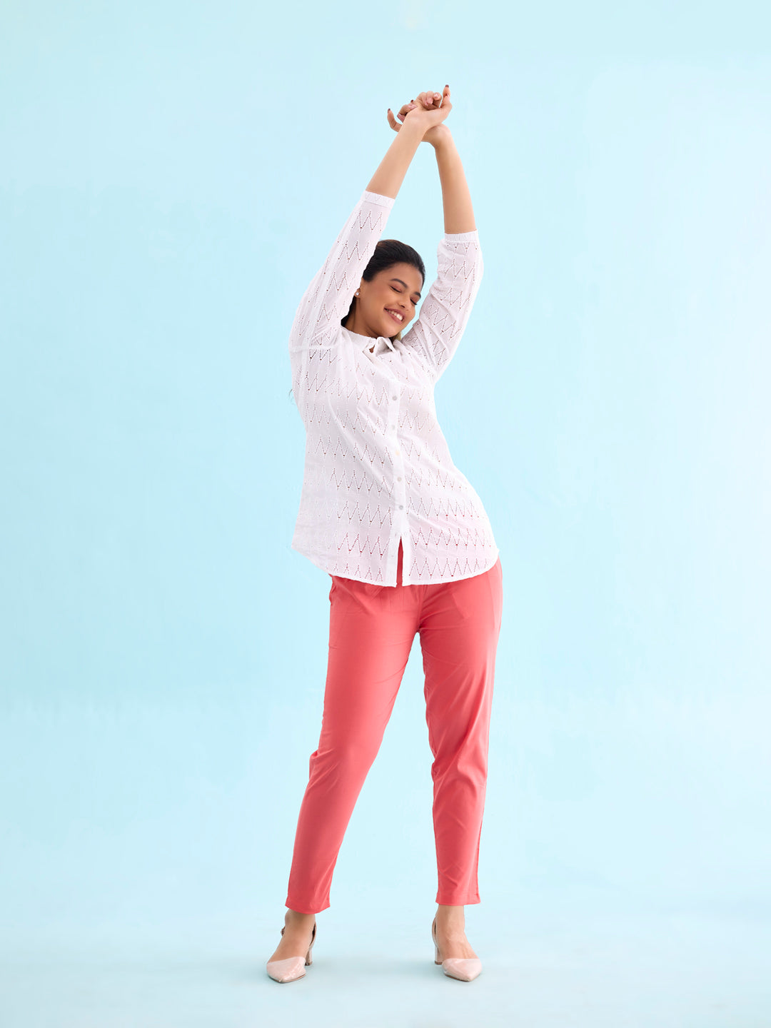 Coral Cotton Cambric Cotton Pants