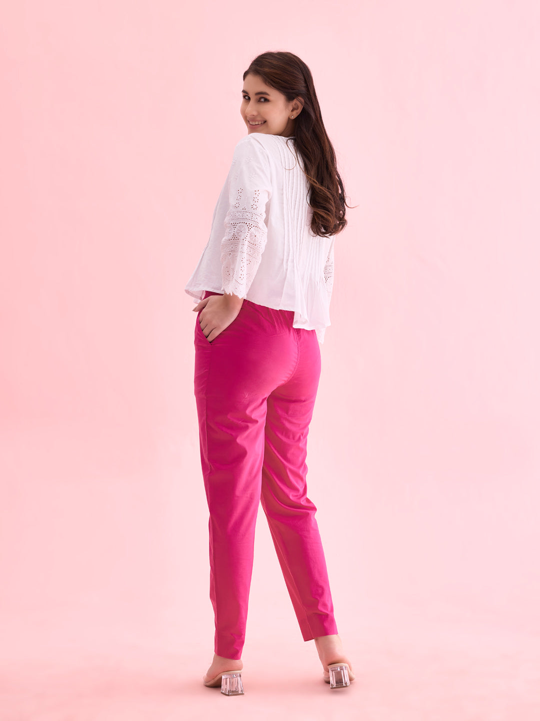 Dark Rose Cotton Cambric Cotton Pants