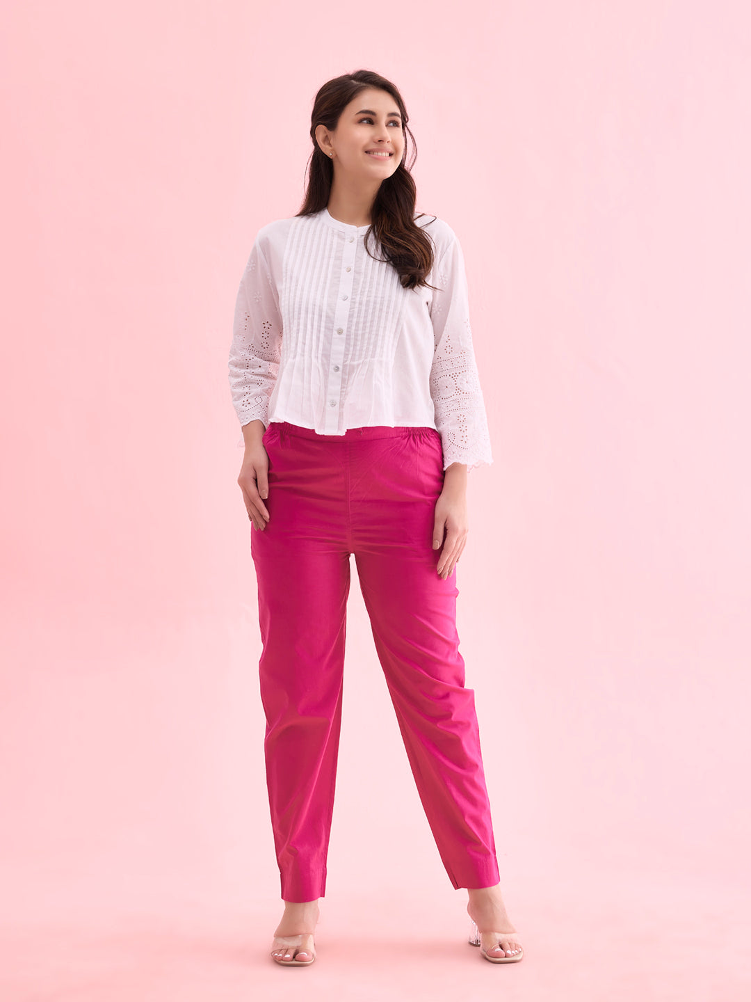 Dark Rose Cotton Cambric Cotton Pants