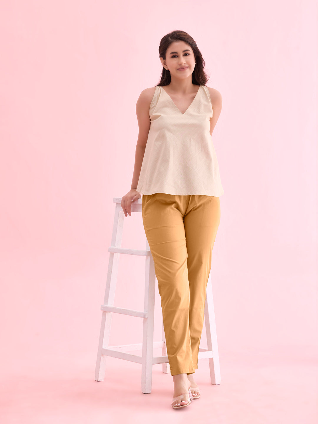 Golden Yellow Cotton Cambric Cotton Pants