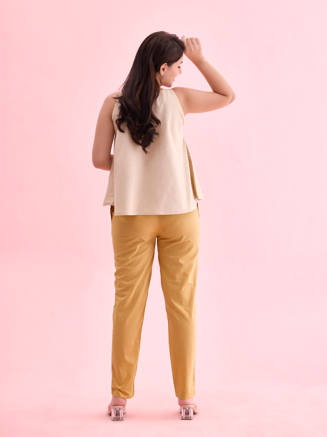 Golden Yellow Cotton Cambric Cotton Pants