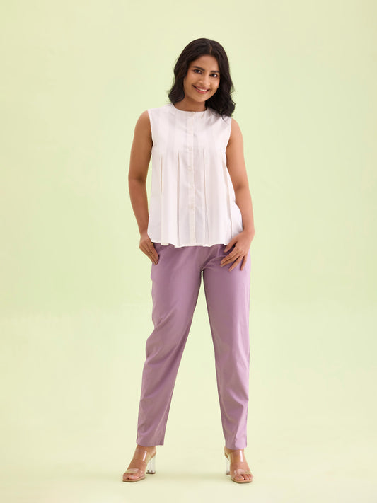 Lilac Cotton Cambric Cotton Pants