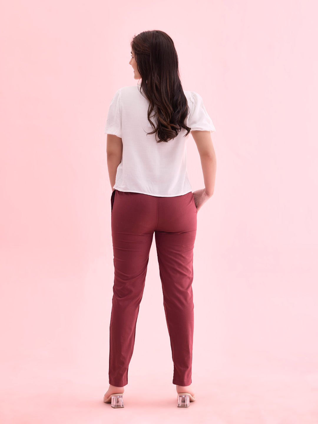 Maroon Cotton Cambric Cotton Pants