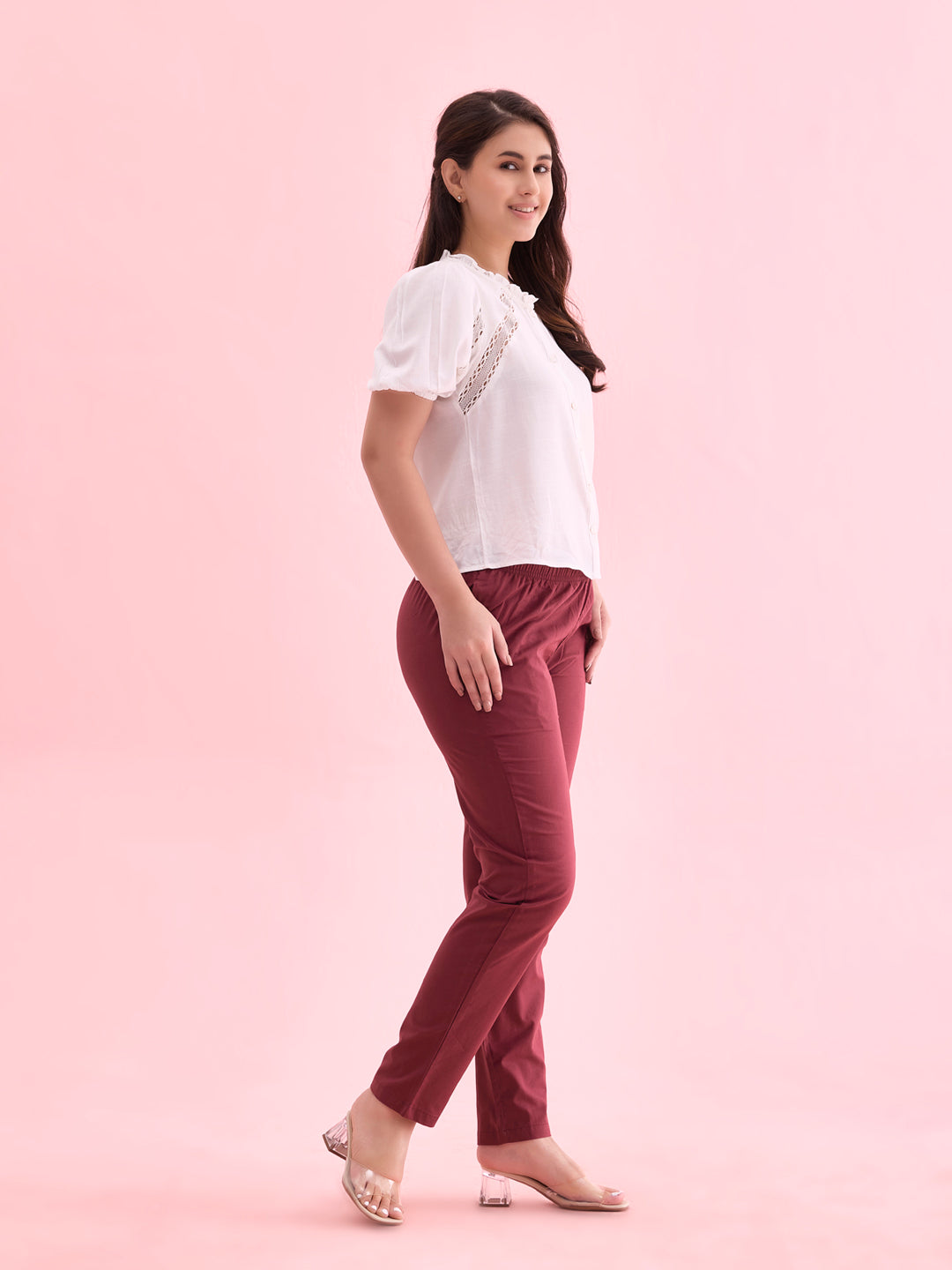 Maroon Cotton Cambric Cotton Pants