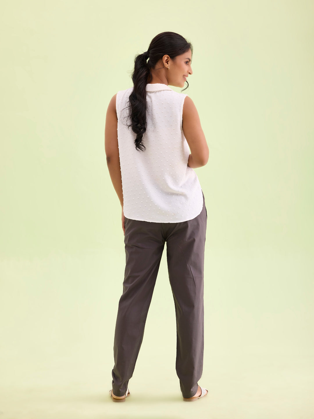 Silver Grey Cotton Cambric Cotton Pants