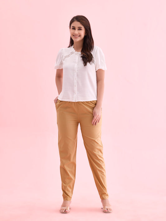 Wheat Cotton Cambric Cotton Pants