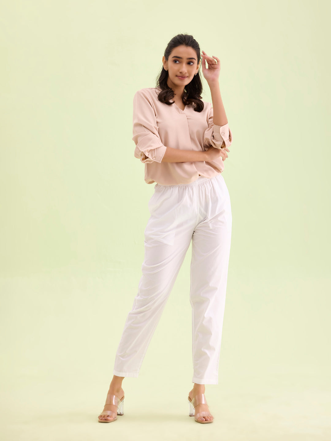 White Cotton Cambric Cotton Pants