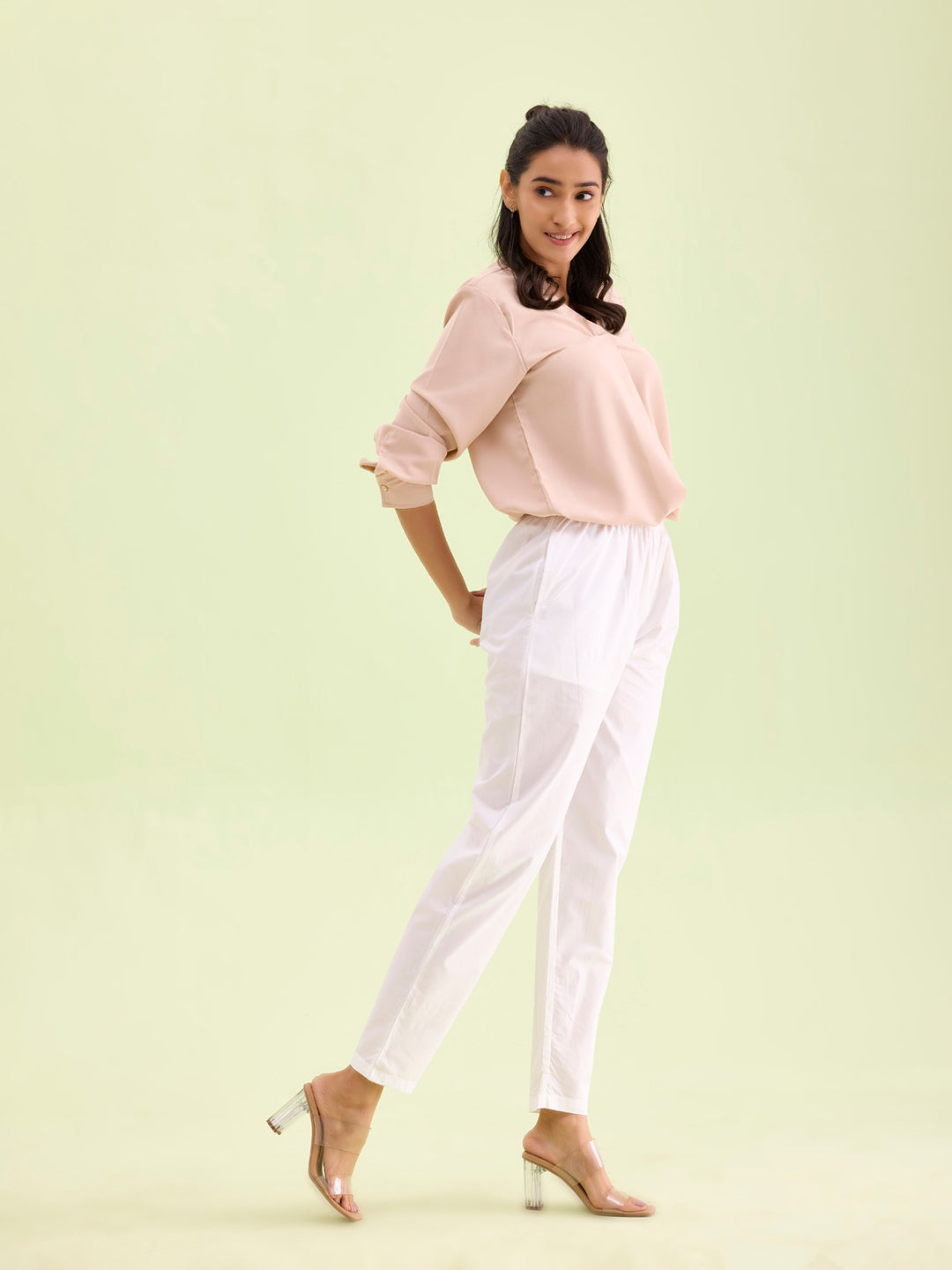 White Cotton Cambric Cotton Pants