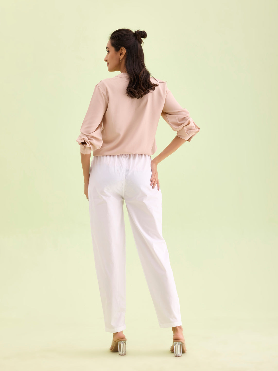 White Cotton Cambric Cotton Pants