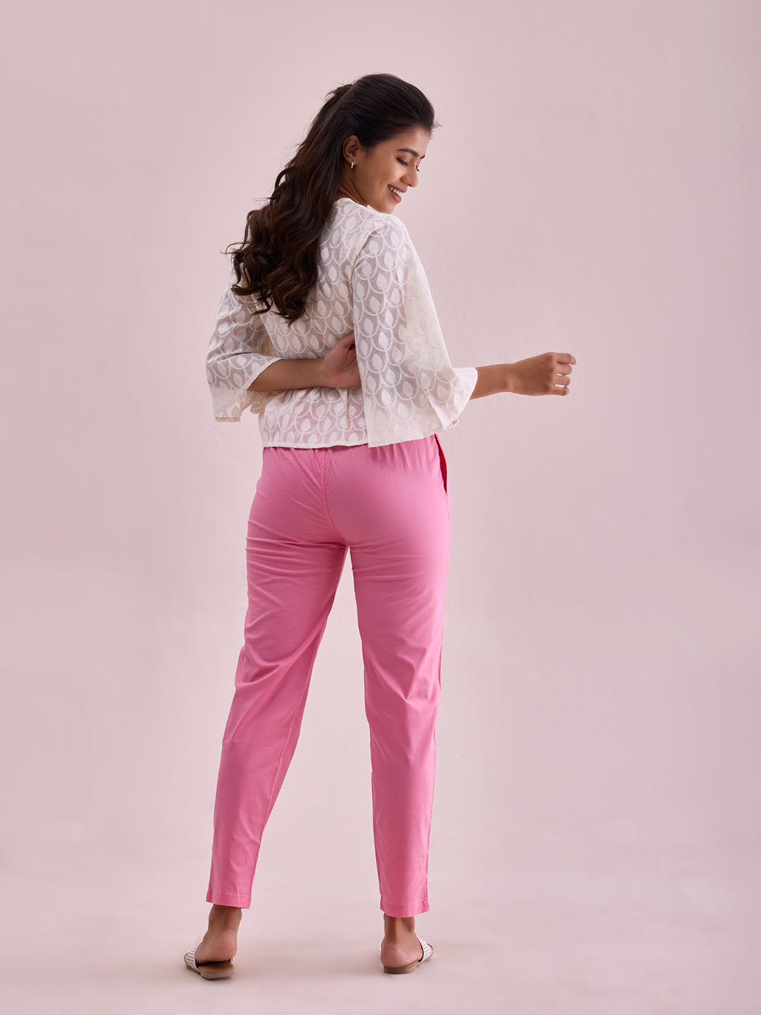 Young Pink Cotton Cambric Cotton Pants