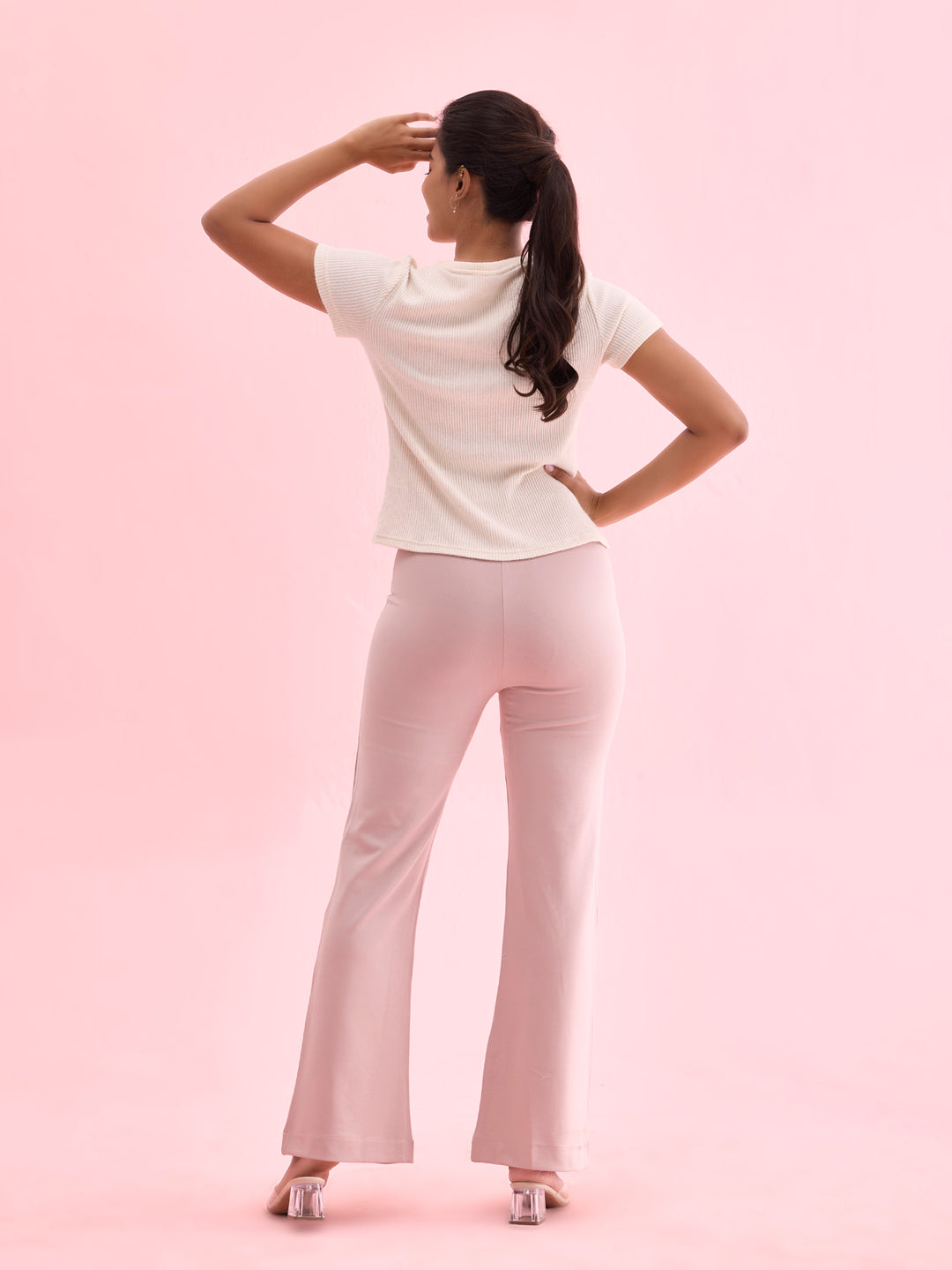 Baby Pink Roma Ponte Flared Pant