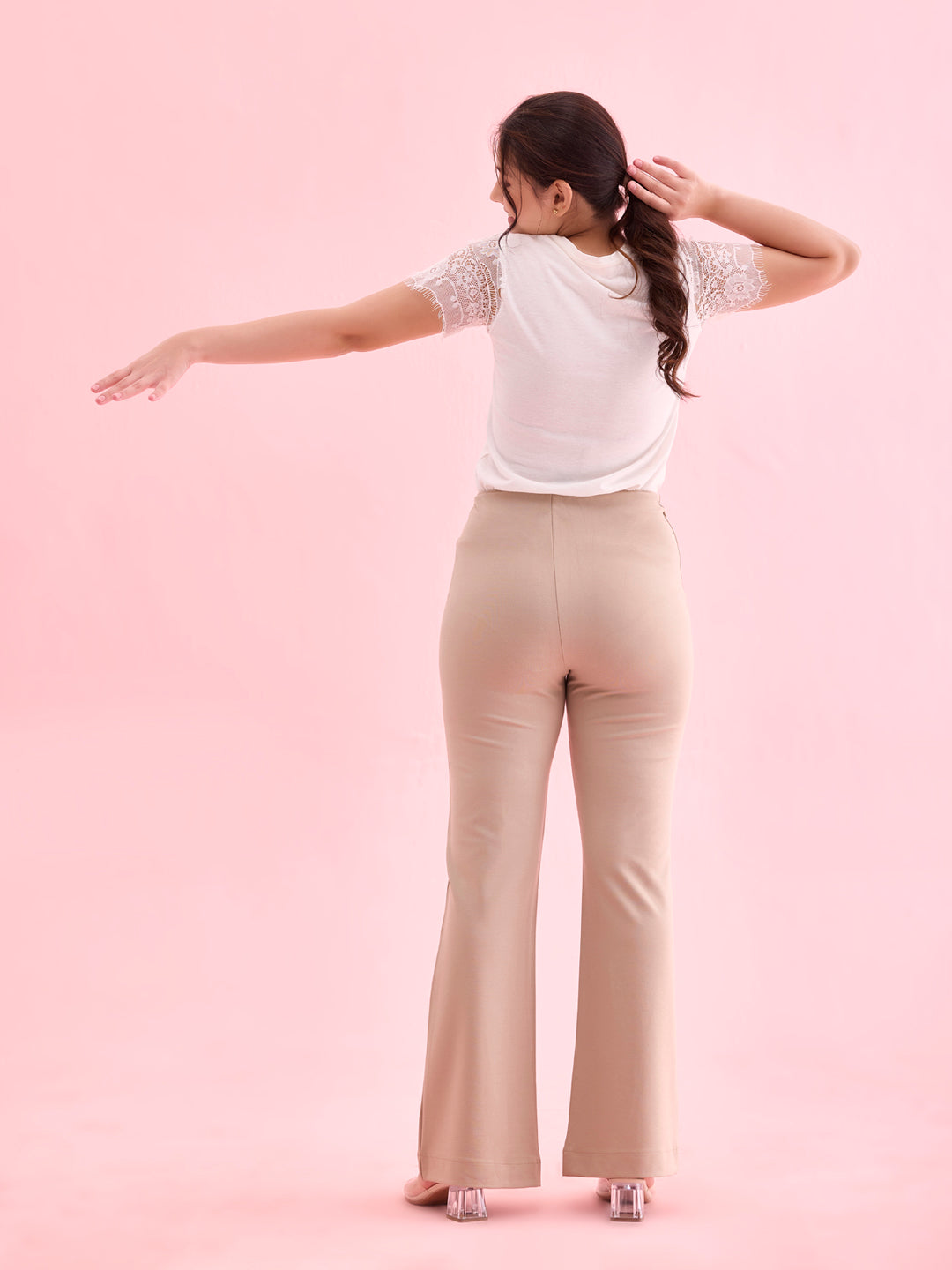 Beige Roma Ponte Flared Pant