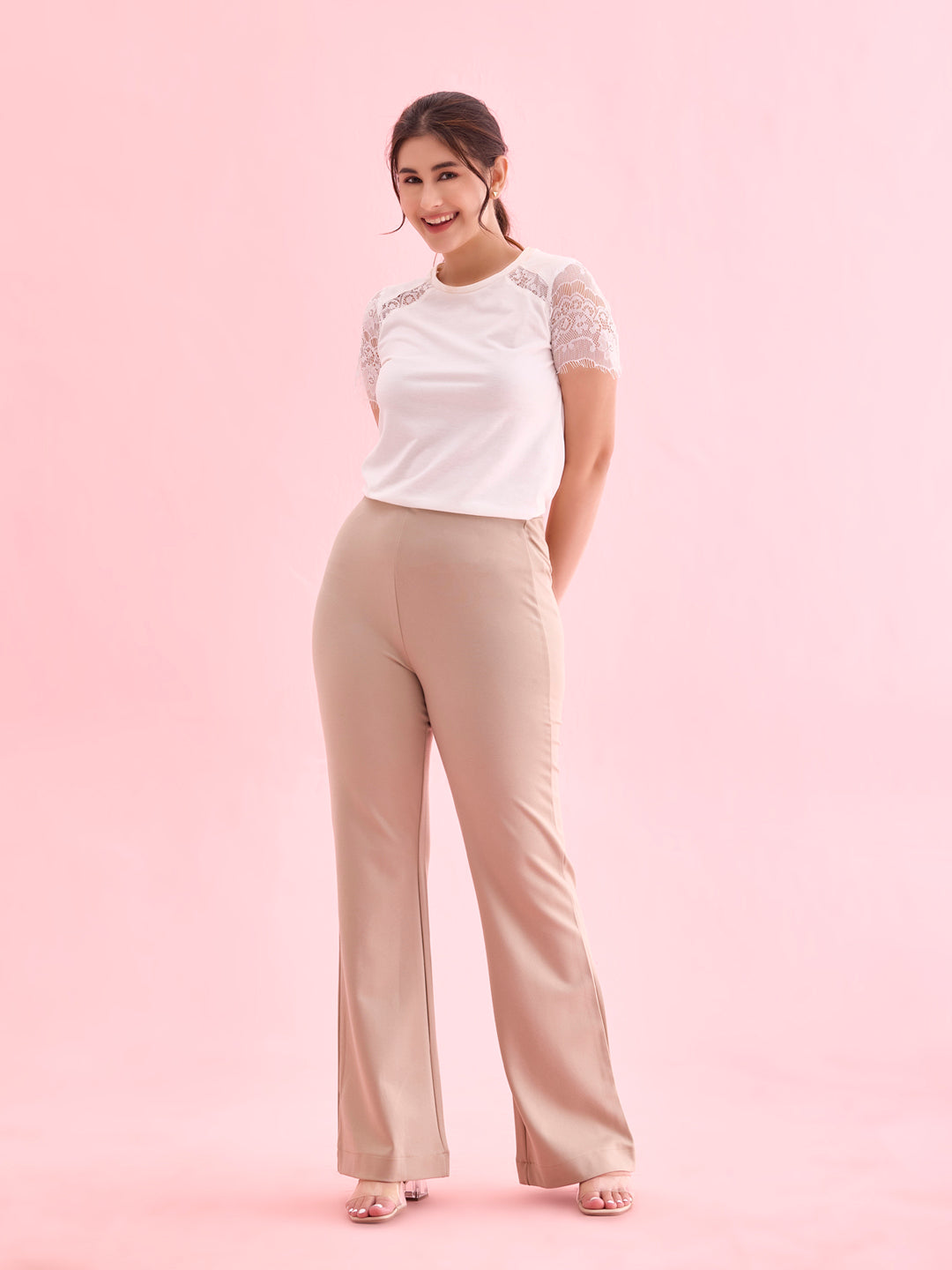 Beige Roma Ponte Flared Pant