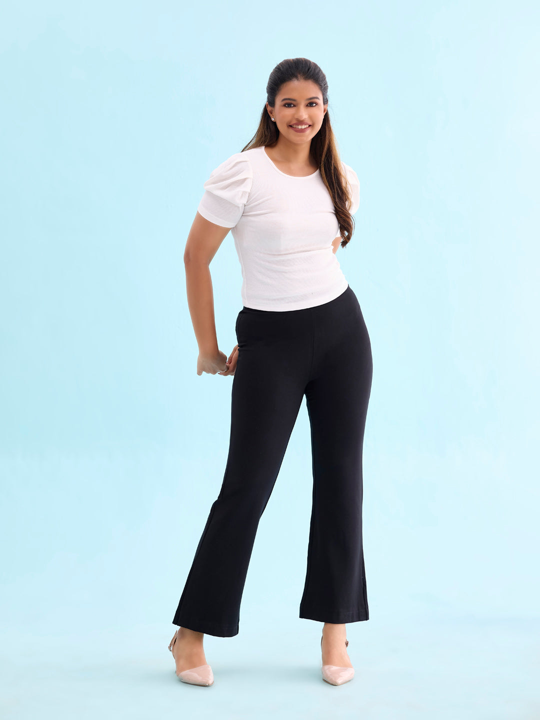 Black Roma Ponte Flared Pant