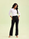 Black Cotton Stretch Flared Pant