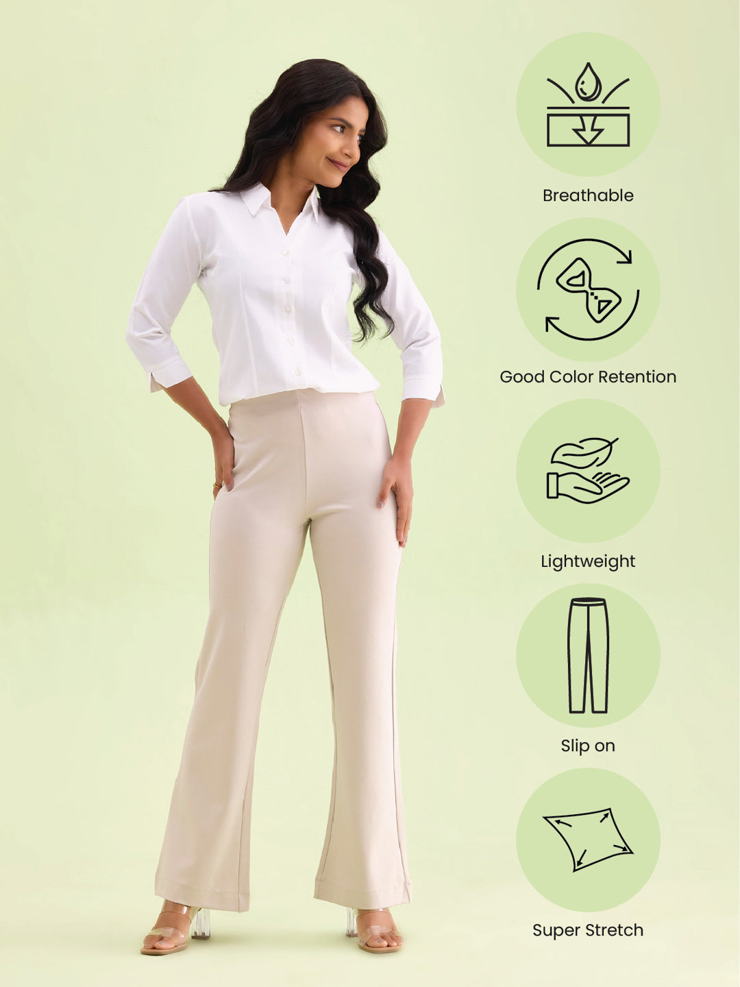 Cream Roma Ponte Flared Pant