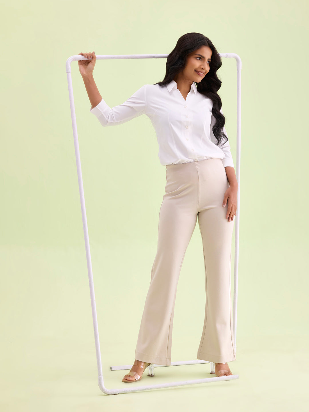 Cream Roma Ponte Flared Pant