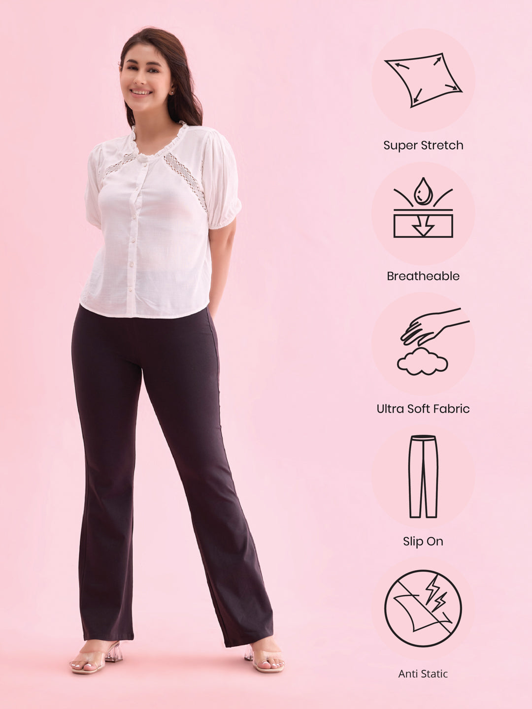 Dark Grey Cotton Stretch Flared Pant