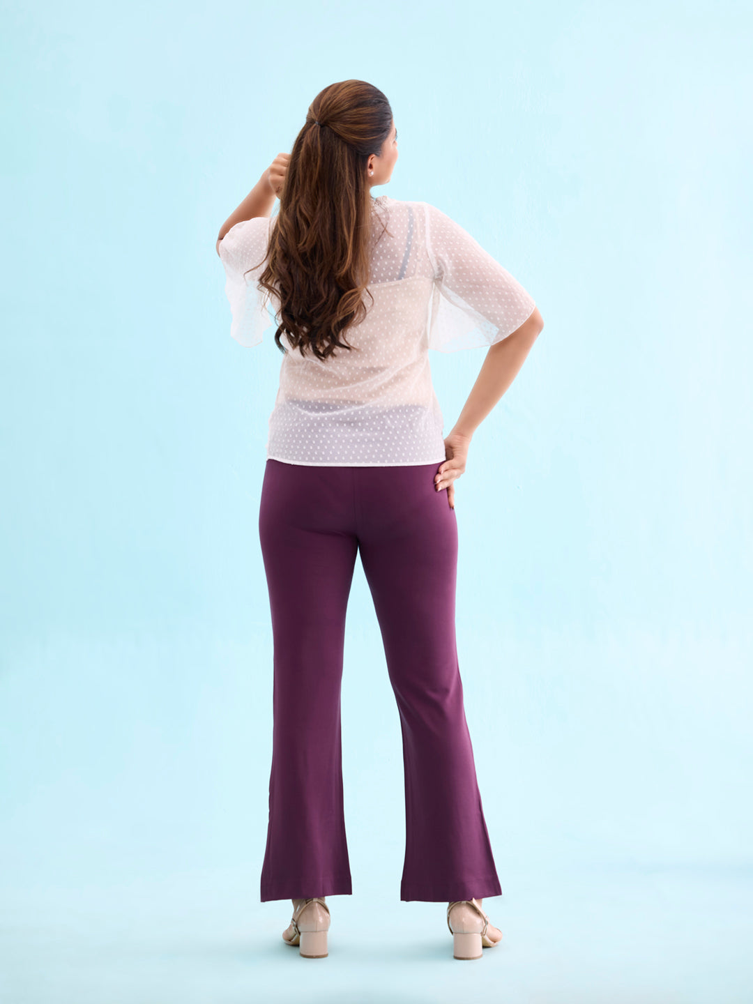 Dark Wine Roma Ponte Flared Pant