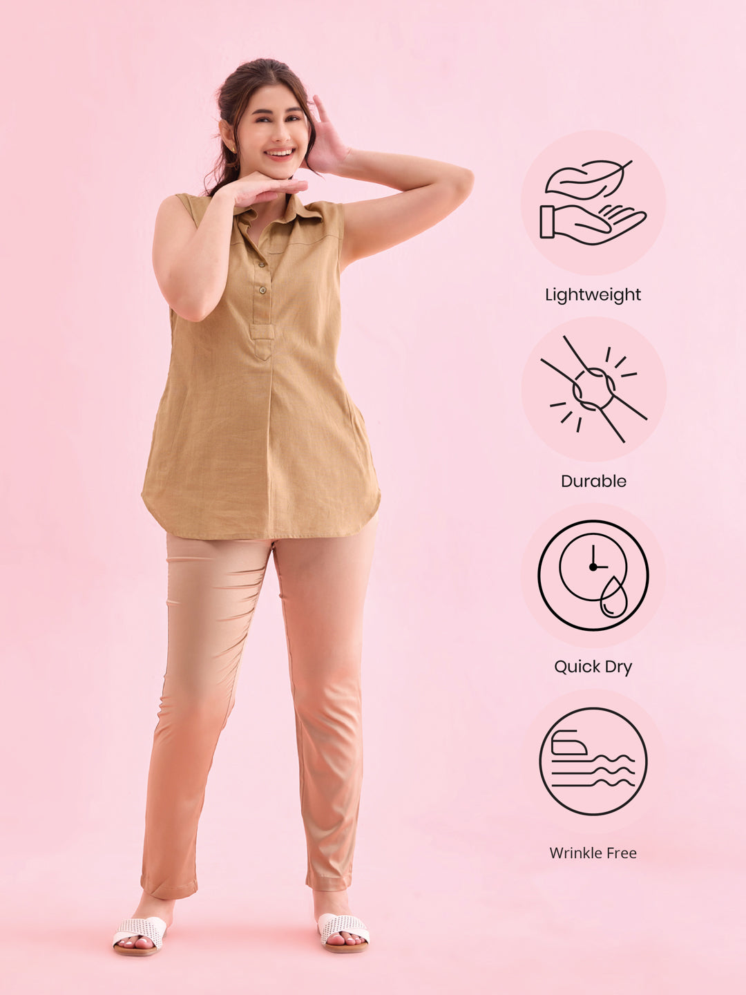 Gold Polyester Shiny Pants