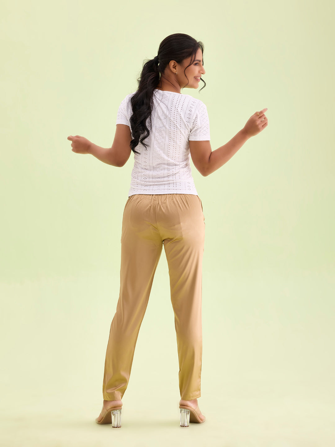 Medium Gold Polyester Shiny Pants