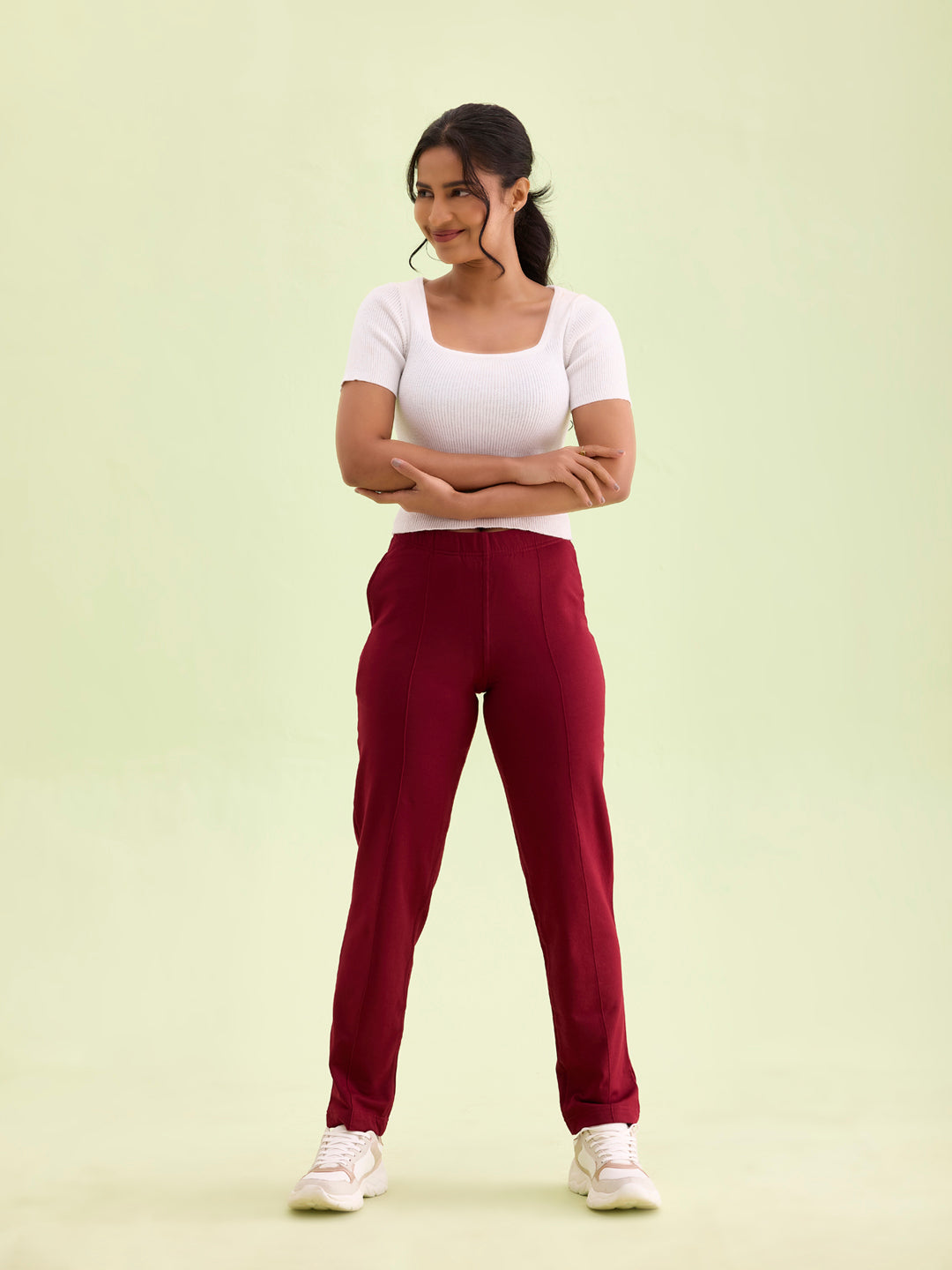 Maroon Fleece Warm Kurti Pants