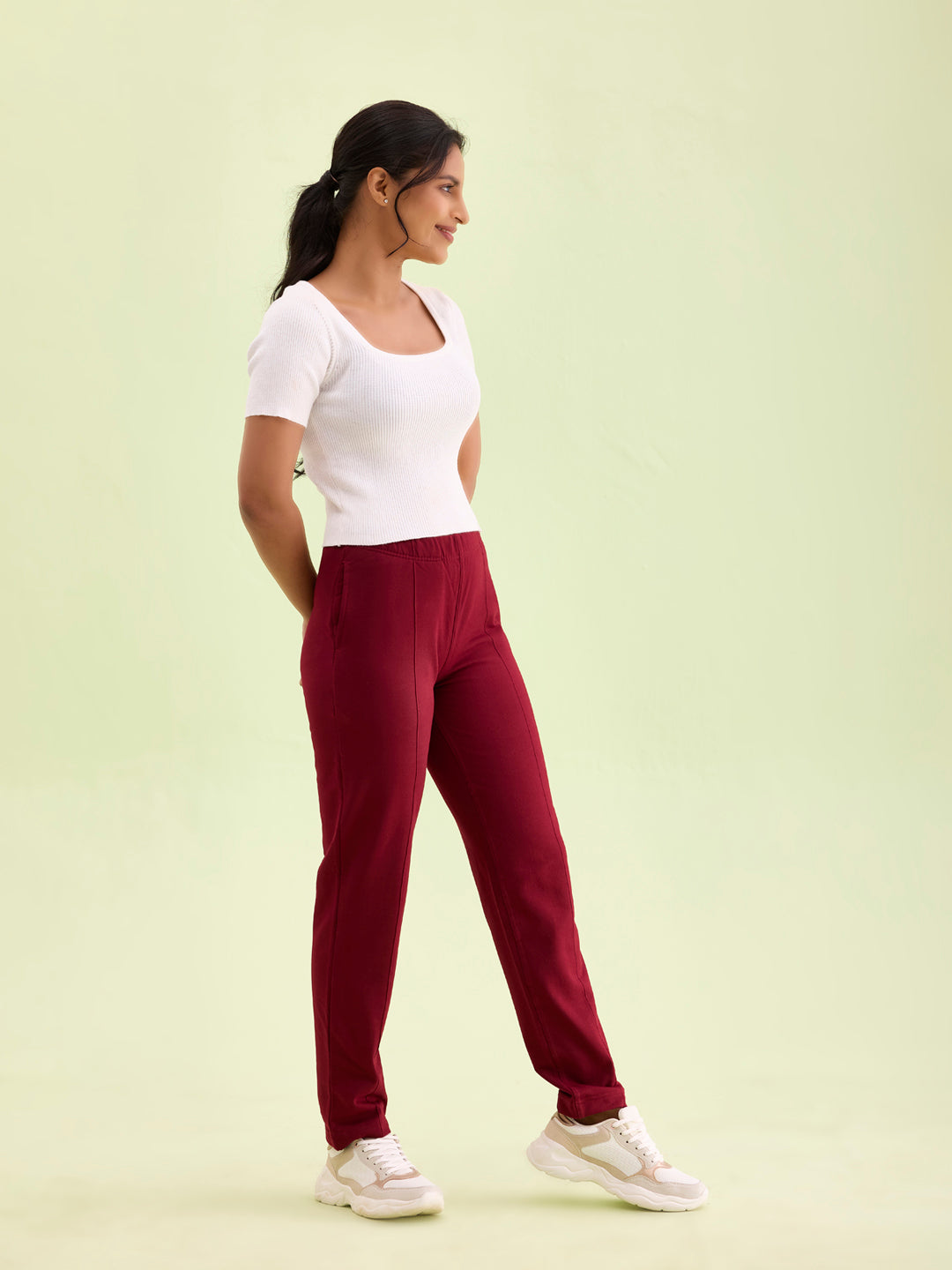 Maroon Fleece Warm Kurti Pants