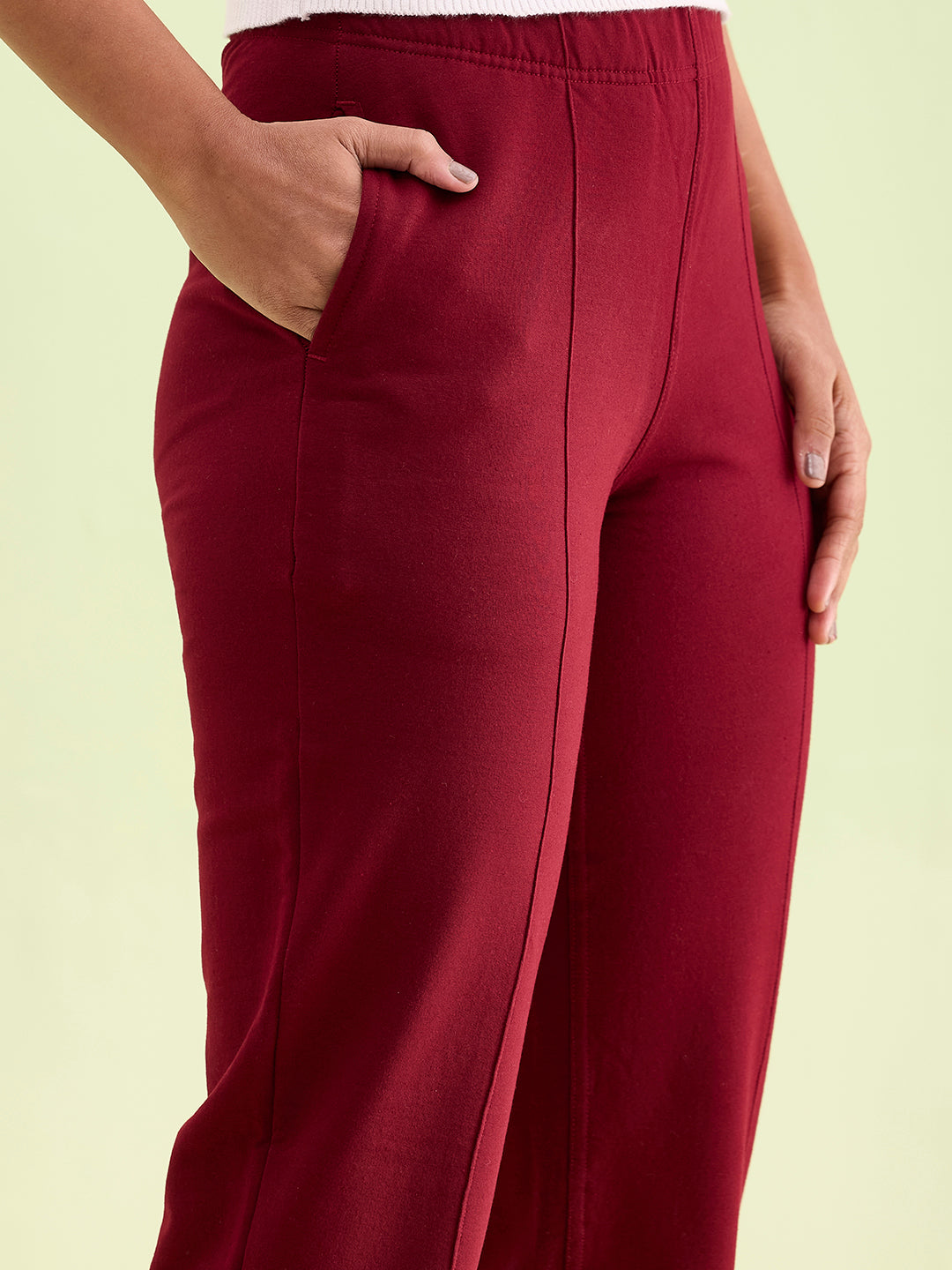 Maroon Fleece Warm Kurti Pants