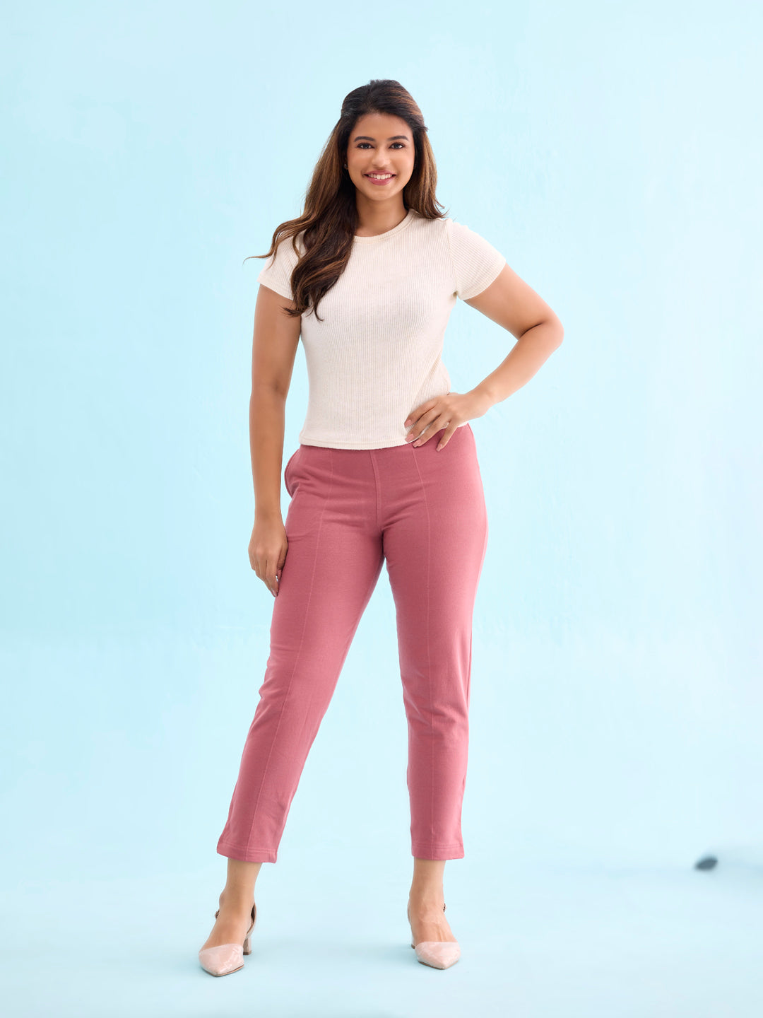 Rusty Pink Fleece Warm Kurti Pants