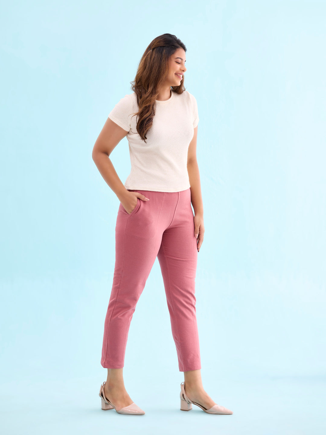 Rusty Pink Fleece Warm Kurti Pants