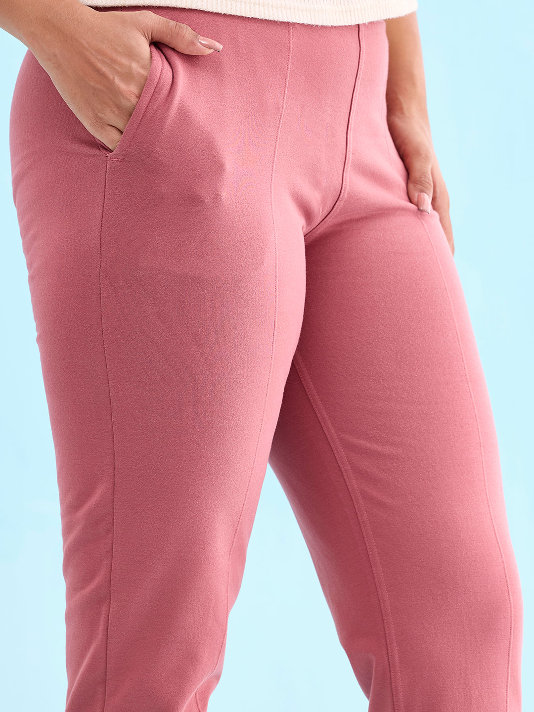 Rusty Pink Fleece Warm Kurti Pants