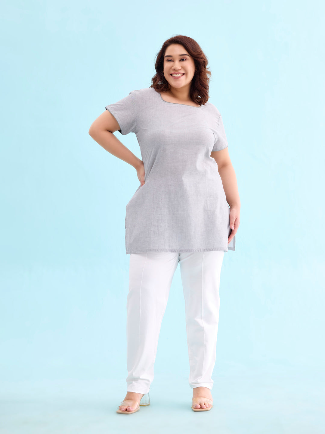 White Fleece Warm Kurti Pants