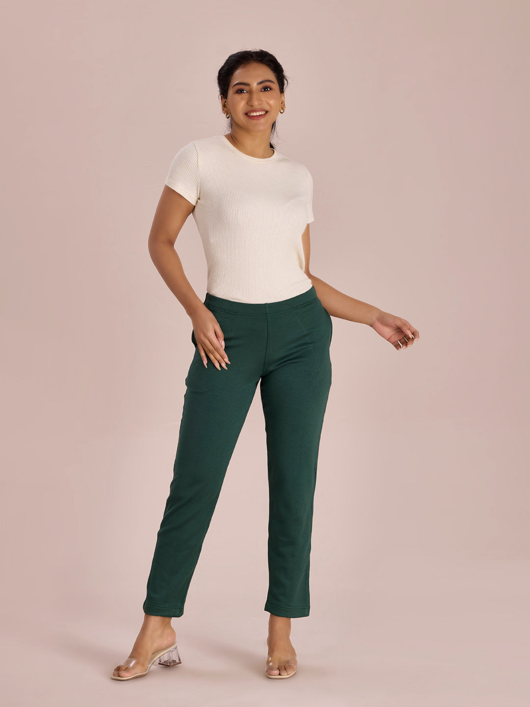 Bottle Green Fleece Ultra Warm Kurti Pant