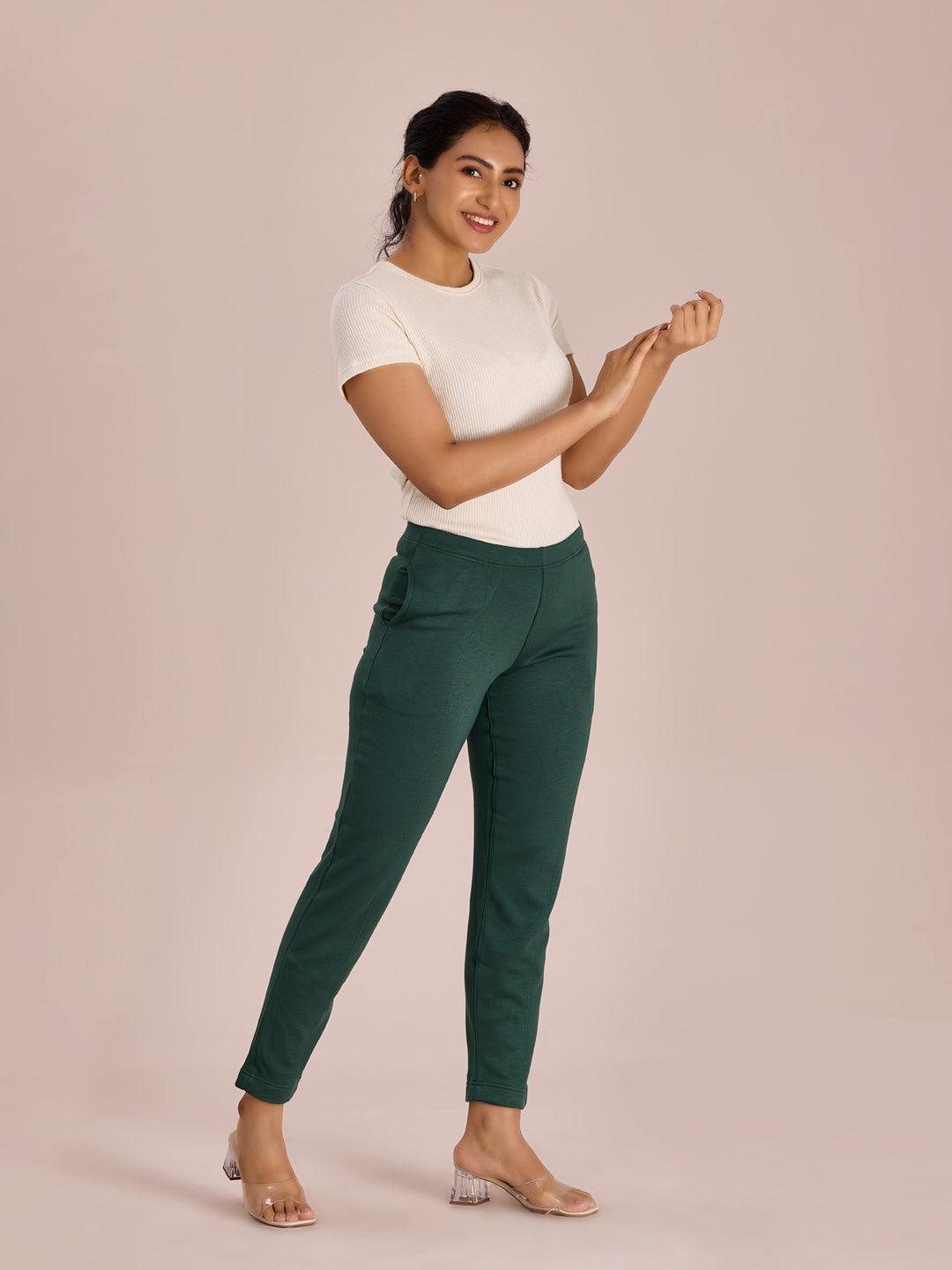 Bottle Green Fleece Ultra Warm Kurti Pant