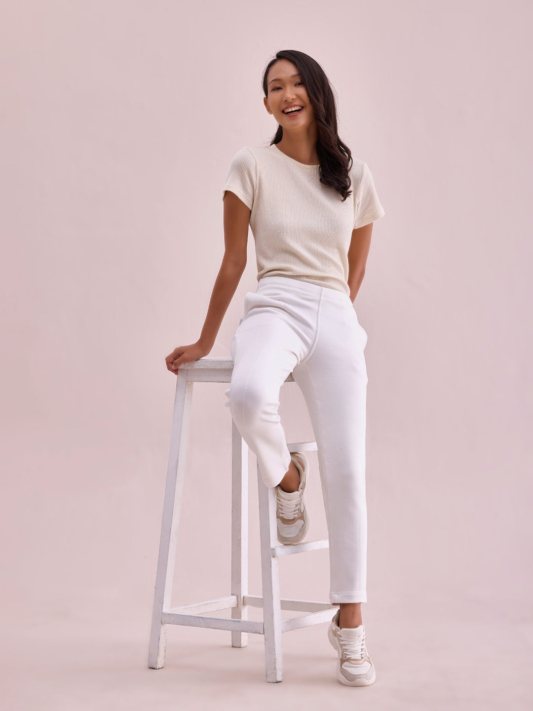 White Fleece Ultra Warm Kurti Pant