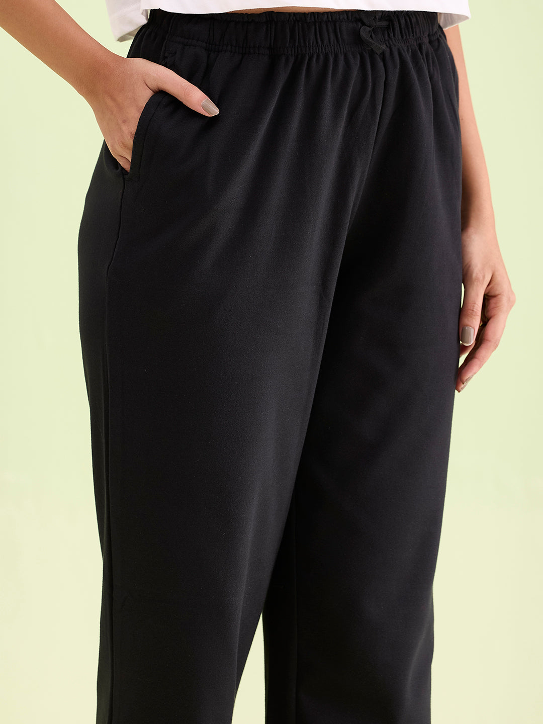 Black Rib Warm Casual Pants