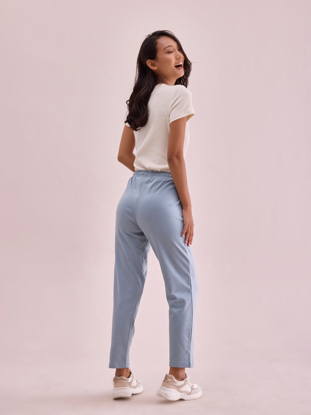 Dusty Blue Rib Warm Casual Pants