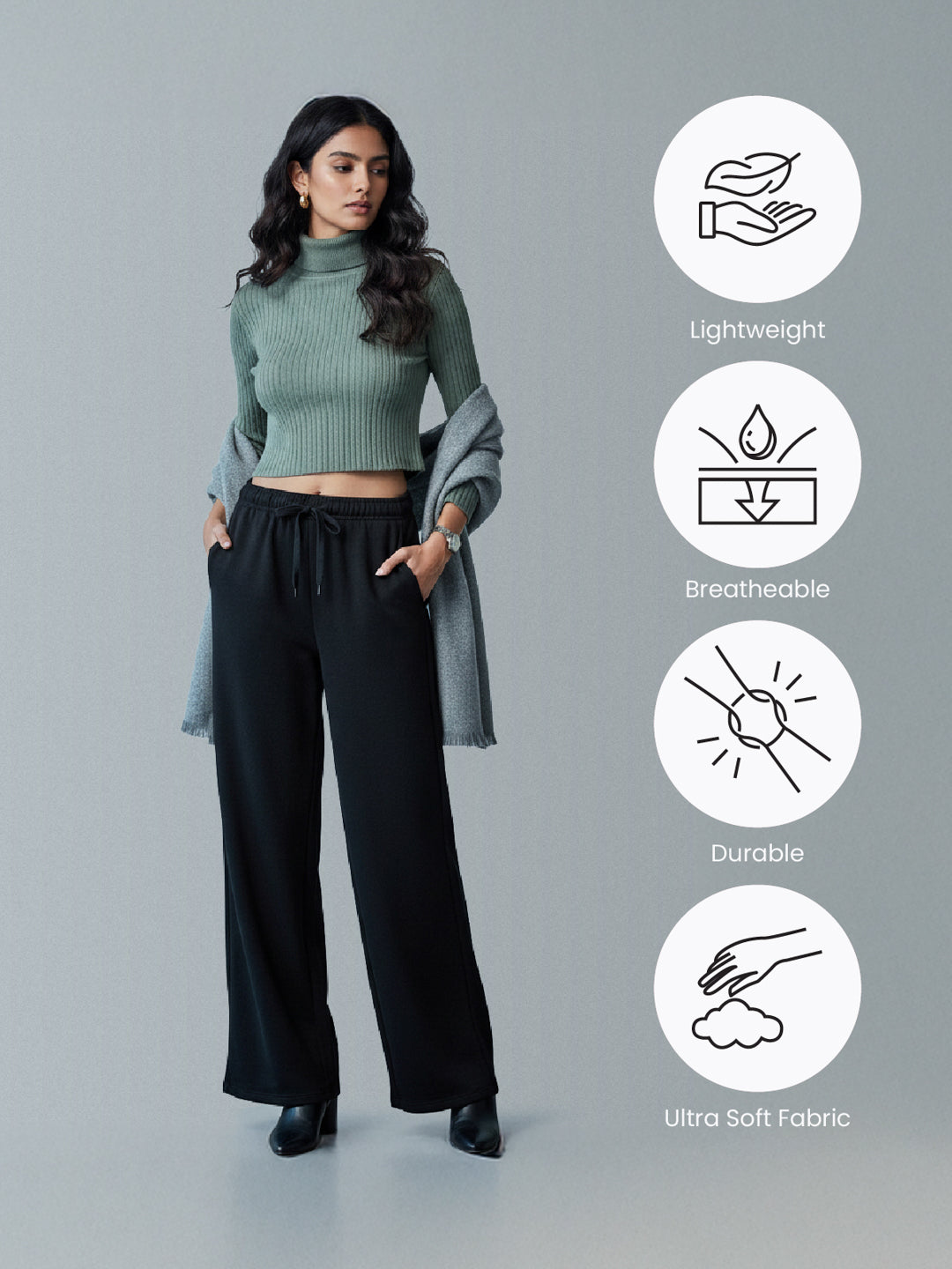 Black Fleece Wide Pant