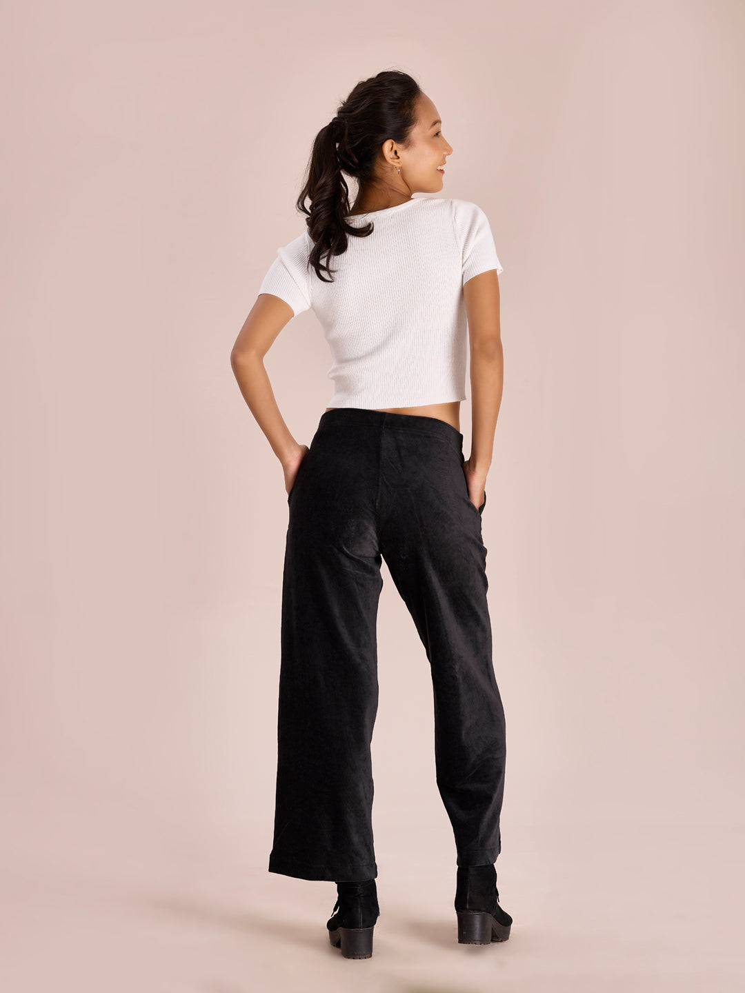 Black Corduroy Wide Pants