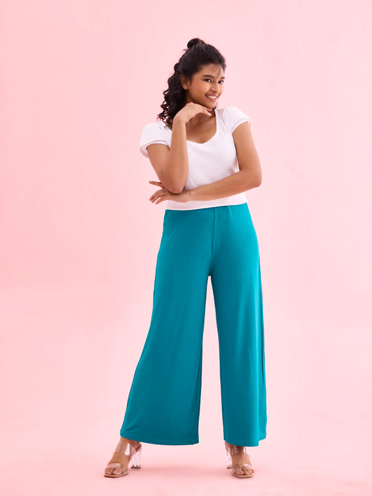 Jade Green Viscose Knit Palazzo