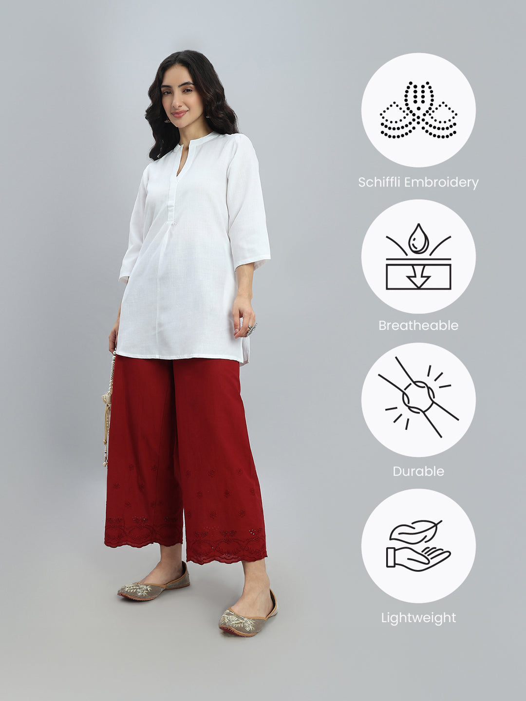 Light Maroon Hakoba Wide Pant