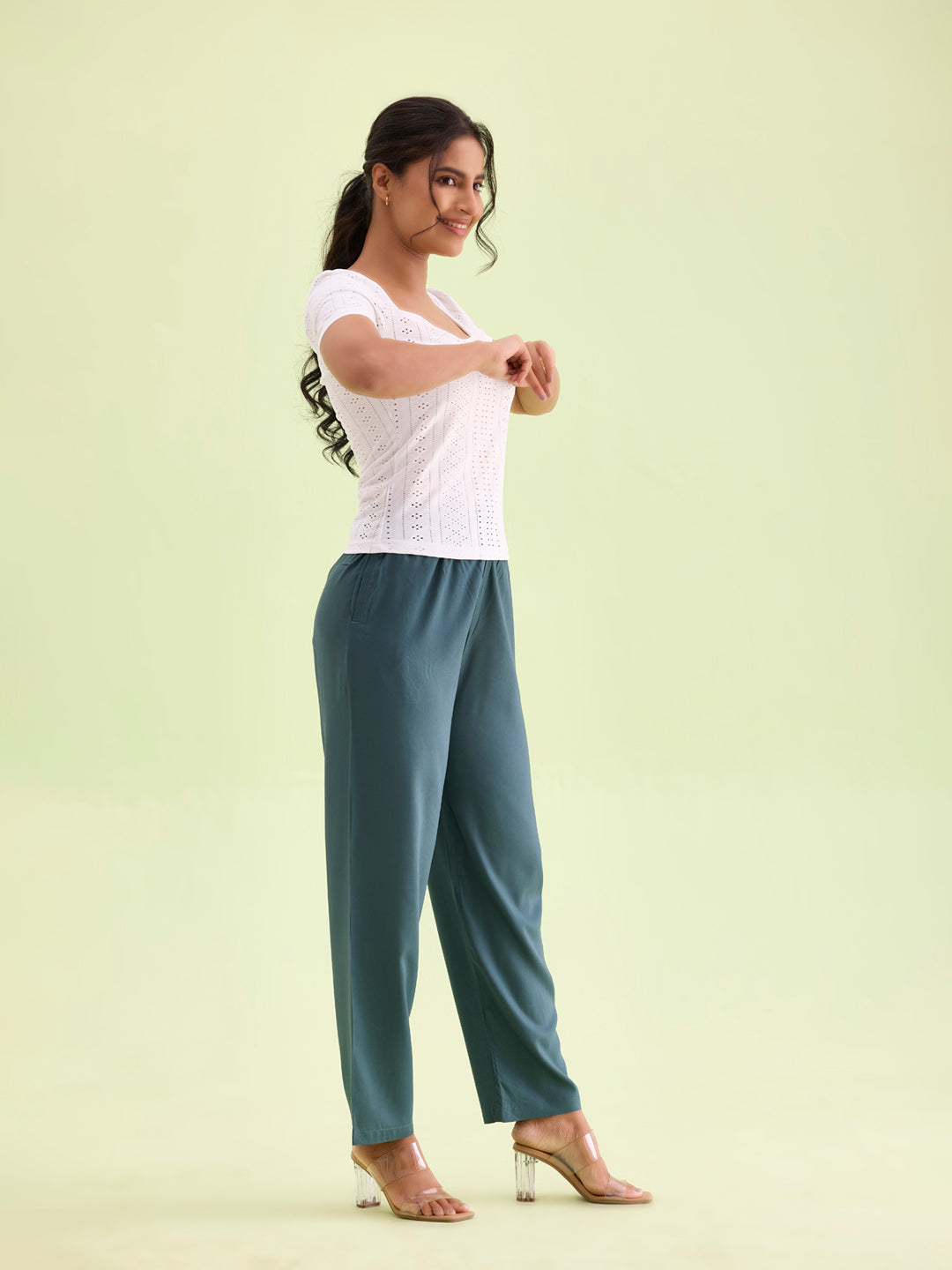 Evergreen Woven Viscose Casual Pants