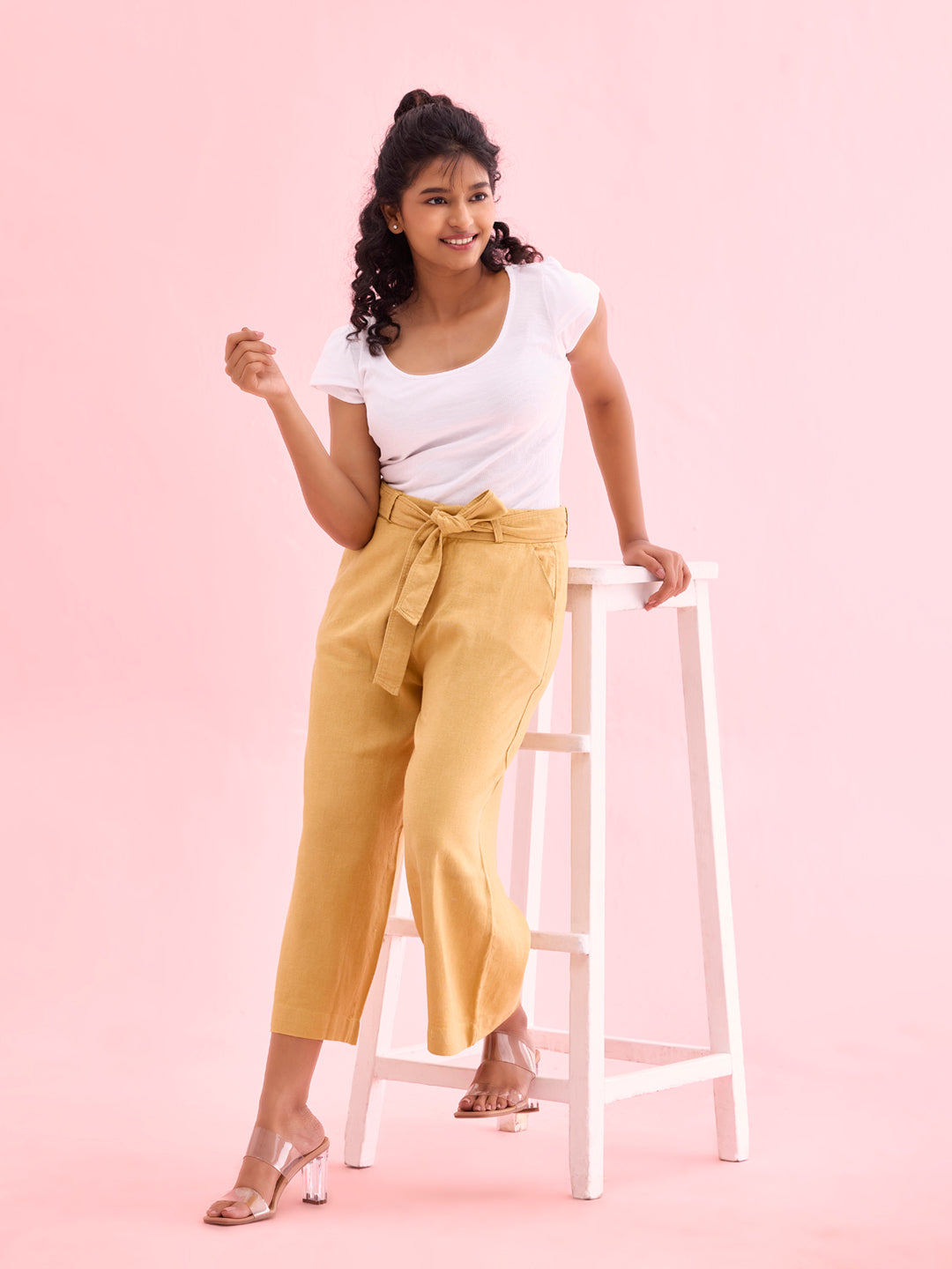 Light Mustard Linen Blend Culottes