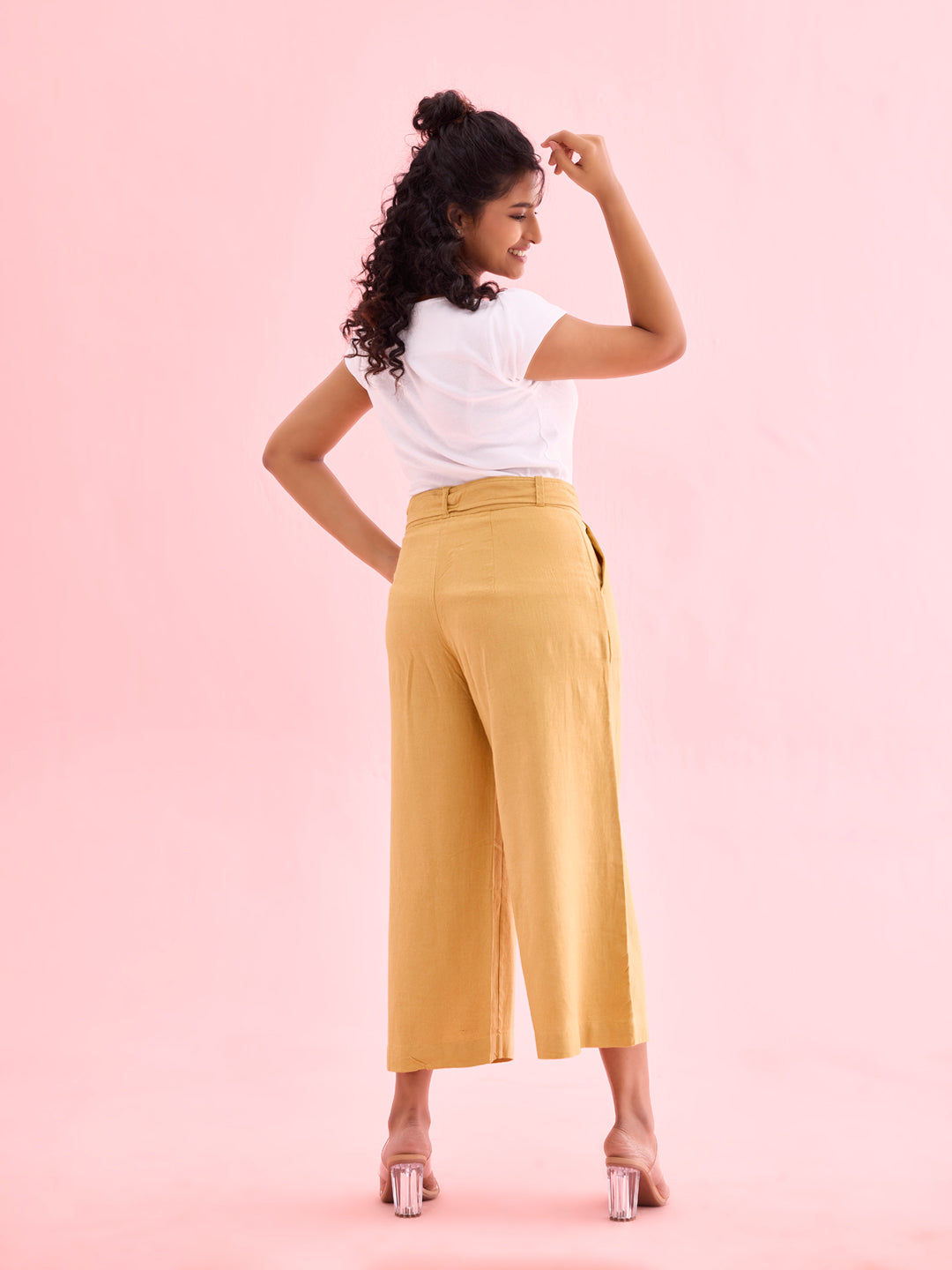 Light Mustard Linen Blend Culottes