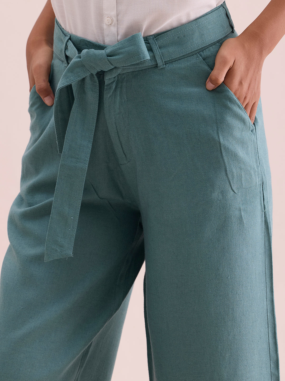 Ocean Green Linen Blend Culottes