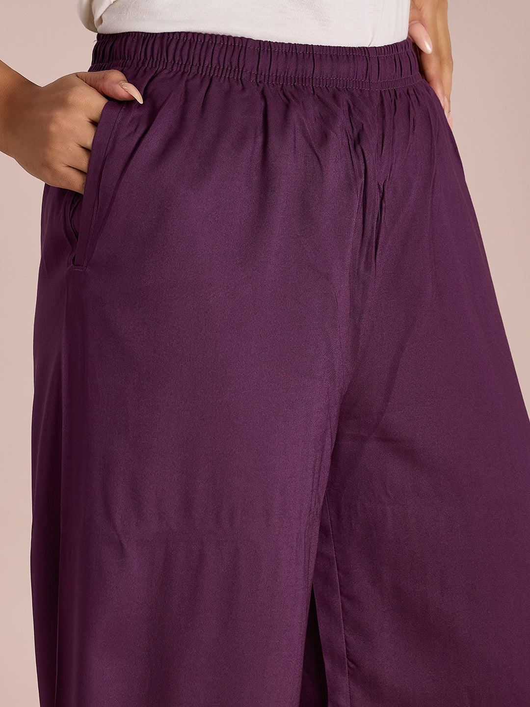 Purple Woven Viscose Basic Palazzo