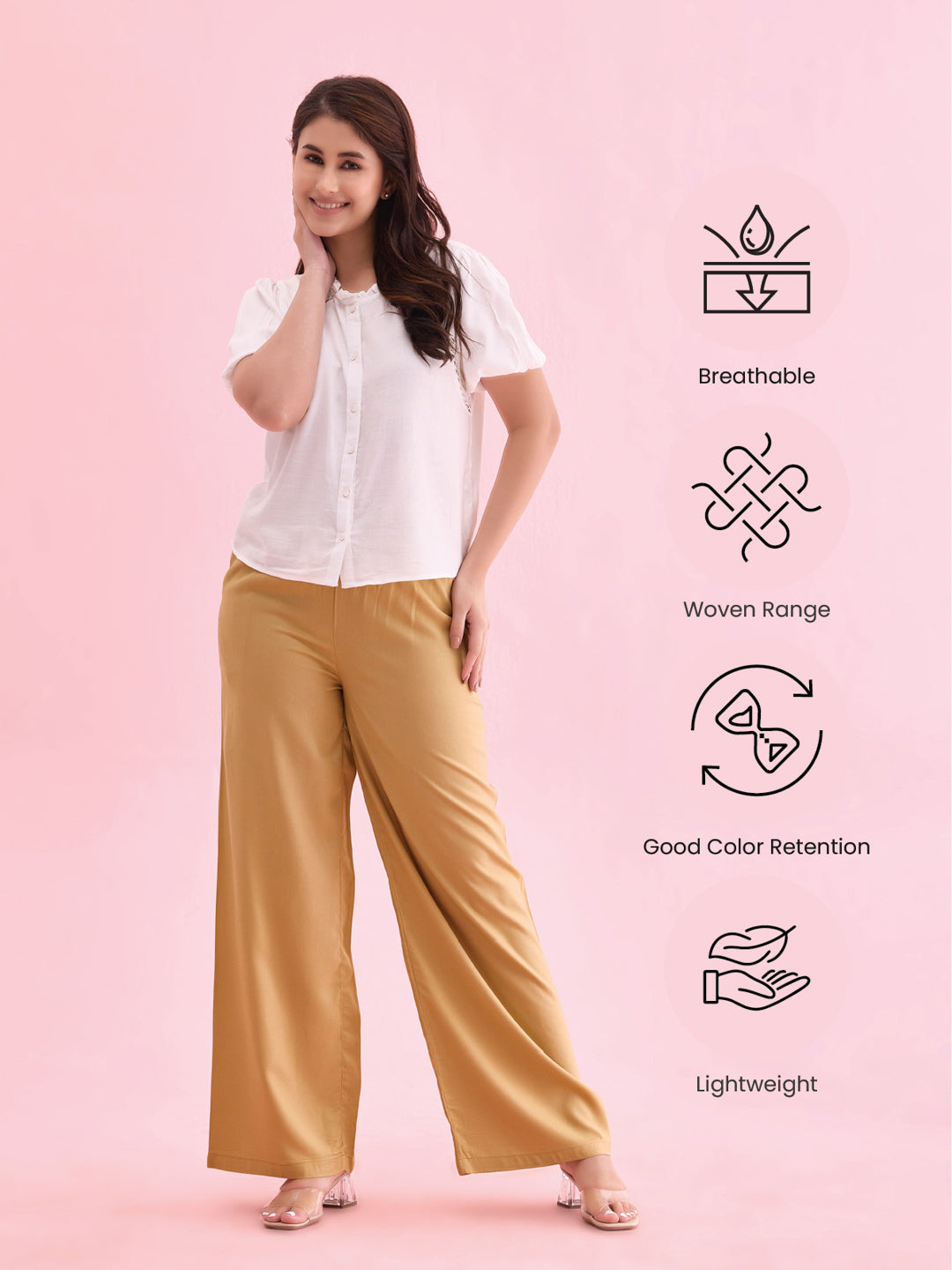 Wheat Woven Viscose Basic Palazzo