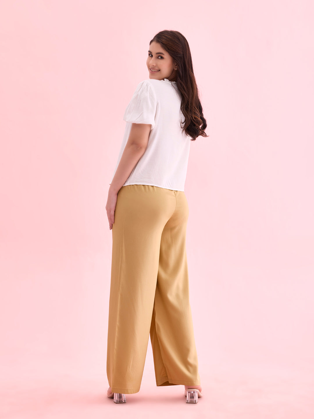 Wheat Woven Viscose Basic Palazzo